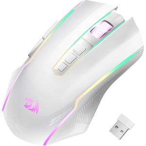 imageRedragon Wireless Gaming Mouse Gaming Mouse with RGB Backlit 9 Programmable Buttons Rechargeable Mouse 8000 DPI 70Hrs Standby White M910WS