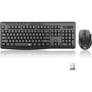 imageRedragon Wireless Keyboard and Mouse Combo 24G FullSized Ergonomic Computer Keyboard with 5 Level DPI Adjustable Wireless Mouse for Windows Mac OS DesktopLaptopPC BS7367ABS7367B