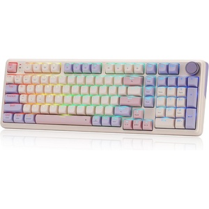 image:imageRedragon K768 PRO 100 Keys Wireless Gasket RGB Gaming Keyboard Massive 8000 mAh PBT Mechanical Keyboard wHotSwap Socket Dedicated Knob Control amp 5Layer Noise Dampening Custom Yolk Linear SwitchLilac Land