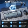 image:imageRedragon K688PRO Wireless Tri Mode Gasket Mechanical Gaming Keyboard  Hot Swappable 8000mAH Gaming Keyboard with FiveLayer Padding amp Knob BT24GHzUSBC RGB Backlit 98 Keys Creamy KeyboardGray Gradient